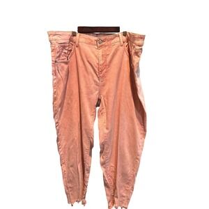 Time‎ and Tru Womens Jeans Size 20 Mid Rise Pink Distressed Raw Hem Denim